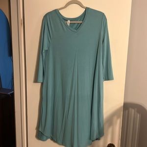 Blue V-Neck T-Shirt dress, stretchy with pockets, bought from boutique
